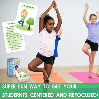 Yoga Cards for Kids - 75 Yoga Meditation Mindfulness Cards for Beginners, Mindful Sensory Play Activities, Exercise Flashcards, Self Regulation Classroom Therapy Suppliesv Autism Special Needs
