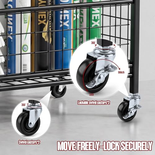 4-Tier Home Gym Storage Rack with Wheels and Hooks, Dumbbell Stand | 340 lbs 4-Tier Dumbbell Rack, Kettlebell Stand and Sports Equipment Organizer for Home Gym, Garage, Apartment