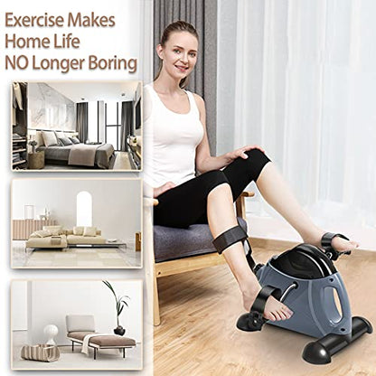 Mini Exercise Bike, himaly Under Desk Bike Pedal Exerciser Portable Foot Cycle Arm & Leg Peddler Machine with LCD Screen Displays - color: Gray