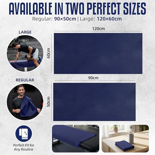 CHEEKY WINX Microfiber Gym Towel – Highly Absorbent Microfiber Sweat Towel, Quick-Dry Lightweight Design, Odour-Resistant Fabric, Matching Carry Bag, Navy Blue, Regular (90 x 50 cm) - color: Navy Blue, size: Regular