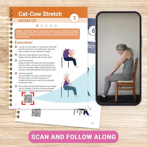 POCAZONE Chair Yoga Book for Seniors Over 60, 30-Day Exercise & Video Guide - color: Chair yoga Book