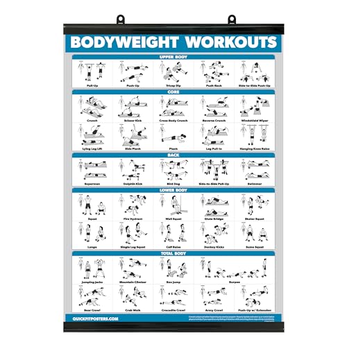 Palace Learning Bodyweight Workout Exercise Poster - Body Weight Workout Chart - Calisthenics Routine -with Plastic Frame, 18" x 24" - color: with Plastic Frame