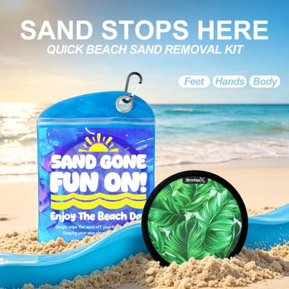 Sand Remover for Beach Towels - Soft Quick Clean Mitt for Kids & Adults | Removes Sand in Seconds,Gentle on Skin,Reusable & Washable,Beach Vacation Essential,Perfect for Beach, Pool & Camping - color: Green Leaves