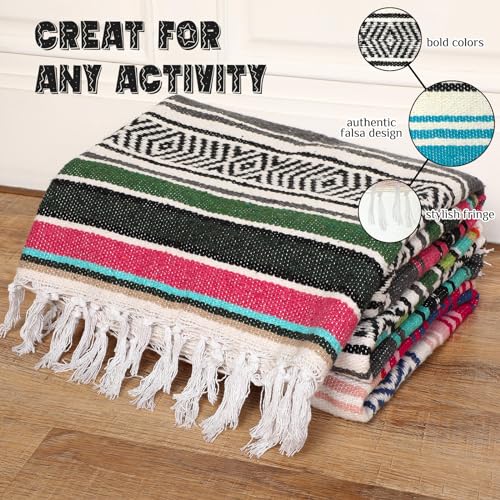 Oudain 3 Pack Mexican Blankets and Throw 45‘'x70‘', Classic Color - color: Classic Color