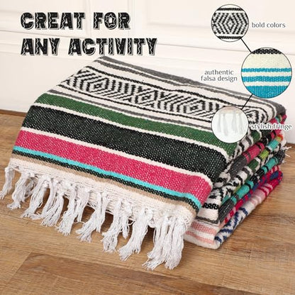 Oudain 3 Pack Mexican Blankets and Throw 45‘'x70‘', Classic Color - color: Classic Color