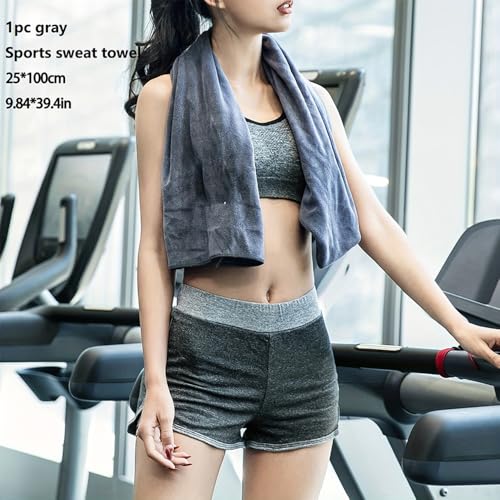 Quick Dry Sports Towel, Highly Absorbent Dark Grey Gym Towel for Workout, Sweat, Fitness, Yoga and Swimming, 10x40 Inches