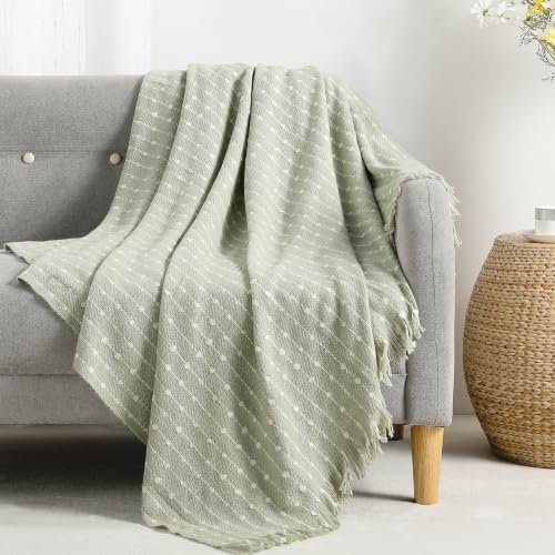 BOURINA Faux Throw Blanket, Soft Sofa Bed Blanket, Sage Green 50x60 inch - color: Sage Green