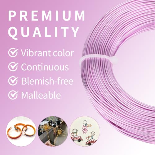 18 Gauge Aluminum Craft Wire, 164FT 1mm Bendable Metal Wire for Jewelry Making, Wreath Making, Beading(Pink Purple) - color: Pink Purple