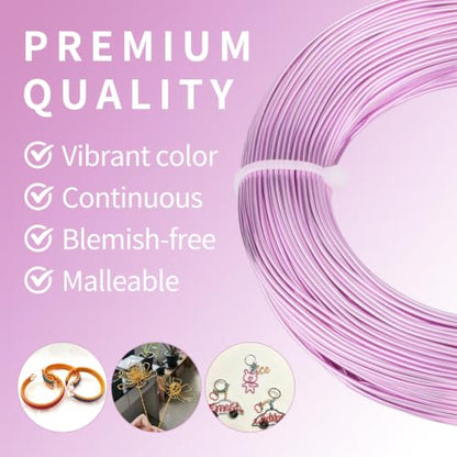 18 Gauge Aluminum Craft Wire, 164FT 1mm Bendable Metal Wire for Jewelry Making, Wreath Making, Beading(Pink Purple) - color: Pink Purple