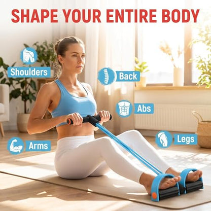 Upgraded Durable 6-Tube Pedal Resistance Strap with Handle, Natural Rubber Fitness Resistance Strap, Multifunctional Fitness Strap, Suitable for Abdominal, Waist, arm, and Leg Shaping Training - color: Blue