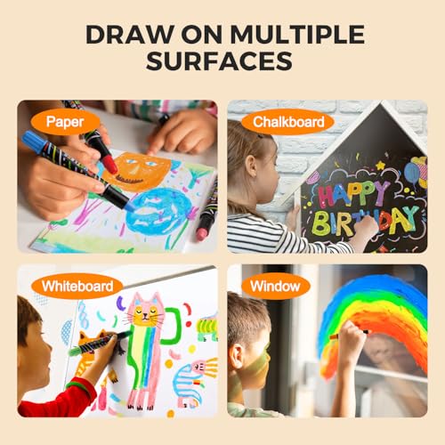 Dustless Chalk for Kids with Twist-Up Holders, 12 Washable Colors bulk | Non-toxic chalk with case and cleaning cloth; thick easy-grip design for chalkboards, sidewalks and creative play, ages 3+.