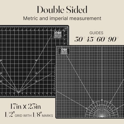 XNM Premium Self Healing Cutting Mat - 18 Inches by 24 inches - A2, 3 Layer Quality PVC Construction - Dual Sided, Imperial and Metric Grid Lines - Perfect for Cutting, Sewing, and Crafts - size: 24.4"L x 18.5"W