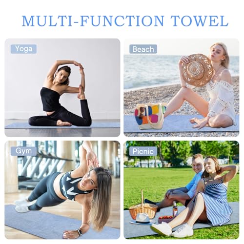 Hot Yoga Towel with Grip Dot, Non Slip Sweat Absorbent Microfiber Yoga Mat Towels for Hot Yoga, Pilates, Fitness and Workout 72inch x 24inch - color: Light Blue