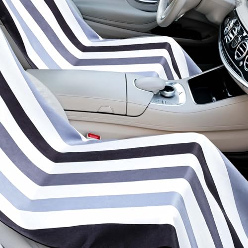 2 Pack Car Seat Towel Cover with Storage Bag, Black Vertical Stripes | 63 x 32 in Car Towel Seat Cover Non Slip Waterproof, Gym Workout Swimming Running, Machine Washable Sweat Absorbent Protector - style: Black Vertical Stripes