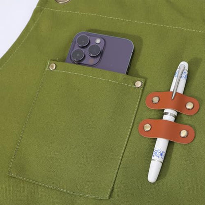 AFUN Chef Aprons for Women Men with Oversized Pockets, 12-Ounce Cotton Canvas Cross Back Water Repellent Apron (Army Green) - color: Army Green