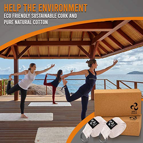 Stretching Straps and Yoga Blocks - Yoga Beginner Kit for Pilates & Gym