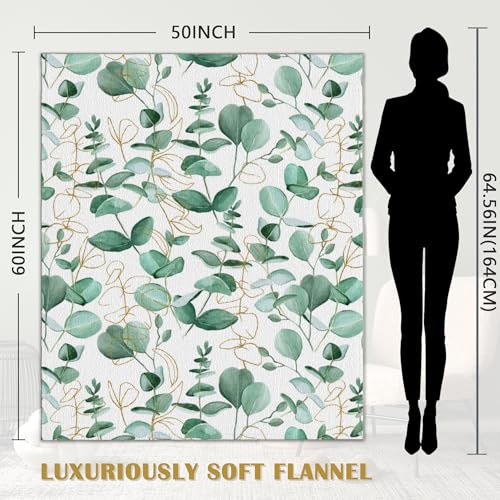 Sage Green Plants Blanket, Botanical Soft Lightweight Throw Blanket for Sofa Couch Bed Room 50x60 inch - color: Sage Green Plants