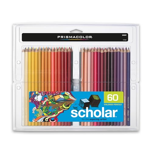 Prismacolor Scholar Colored Pencils, 60 Count - Vibrant Colors, Art Supplies, Drawing, Coloring, For Beginner Artists - size: 60 Count (Pack of 1), style: Old Packaging