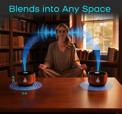 Auto Tibetan Singing Bowl, Meditation Generator Instrument - Solfeggio Bath | Portable Sound Frequency Machine Set for Yoga, Mindfulness, Vibration System of Chakra Balancing, 5 Tones, 3 Timers - color: Zen Wood