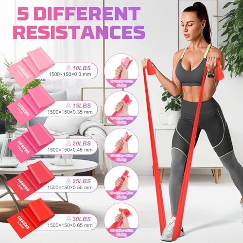 5 Pcs Resistance Bands, Professional Exercise Bands Elastic Stretch Bands for Fitness Yoga Pilates Stretching Strength Training, Workout Bands for Women and Men Home Gym - color: Gradient red, size: 1.5m