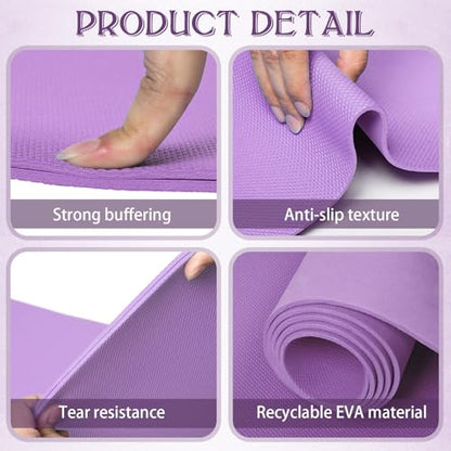 LEIFIDE 10 Pack Yoga Mat Bulk 68'' x 24'' x 4mm Thick Yoga Mat - color: Purple