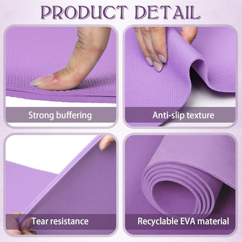 LEIFIDE 10 Pack Yoga Mat Bulk 68'' x 24'' x 4mm Thick Yoga Mat - color: Purple