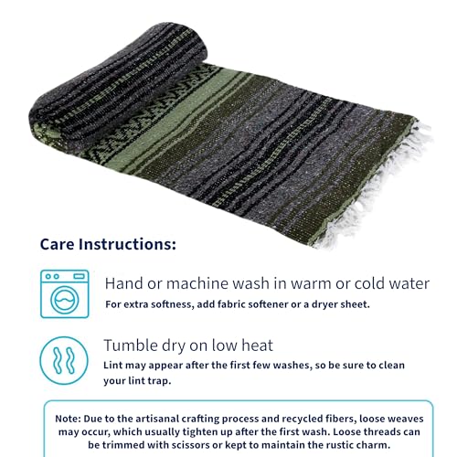 La Montana Bulk Falsa Mexican Blanket, 4 Pack, Dk Olive/Lt Olive/Charcoal - color: Dark Olive/Light Olive/Charcoal