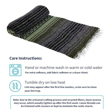 La Montana Bulk Falsa Mexican Blanket, 4 Pack, Dk Olive/Lt Olive/Charcoal - color: Dark Olive/Light Olive/Charcoal