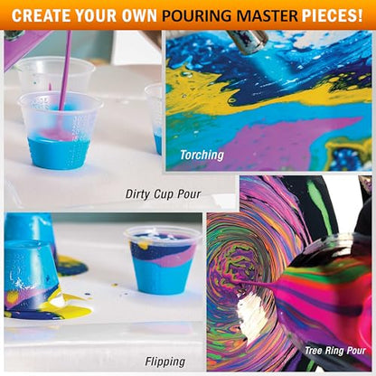 Pouring Masters Blaze Red/Gold Iridescent Special Effects Acrylic Pouring Paint - Premium 8-Ounce Pre-Mixed Fluid Acrylic Paint - Fluid Art Supplies for Canvas, Wood, Paper, Tile & Rocks - color: Blaze Red/Gold, size: 8 Fl Oz (Pack of 1)