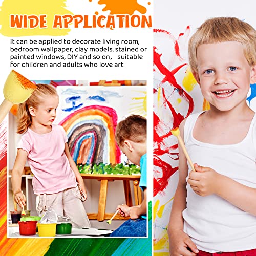 Sabary 100 Pcs Round Sponges Foam Brush Set Paint Sponge Brushes with Wooden Handle Sponge Painting Stippler Set DIY Painting Tools Stippling Kits for Arts and Crafts Acrylic(0.6 Inch) - size: 0.6 Inch
