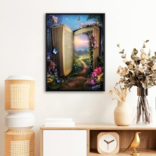 Magic Book Diamond Art Kits for Adults Beginners 12x16 in, DIY Craft Gift | Landscape Diamond Painting Kits for Adults, Stress Relief, Home Wall Decor, 5D Full Round Drill Gem Art - color: DP-US09