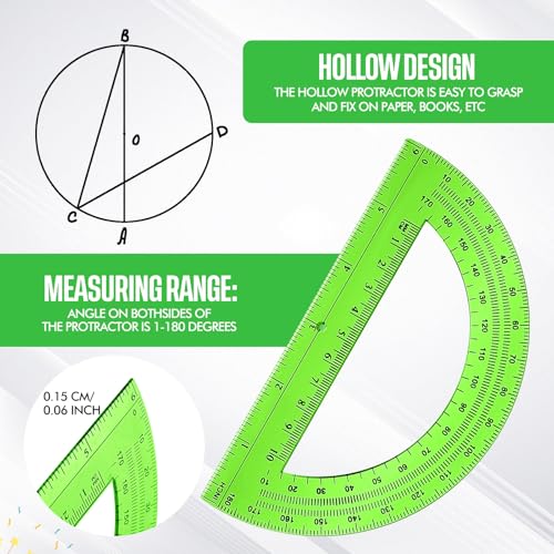 EBOOT Student Geometry Set, 180 Degree Protractor Compass 6",Green | Swing Arm Protractor Ruler Compass, Geometry Drawing Tools for Measuring Angles, School Classroom Math Supplies - color: Green
