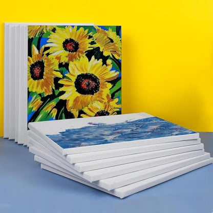 ESRICH Stretched Canvas for Painting 11x14 Inch, 10 Pack Blank Canvas -5/8 in Profile Primed Cotton White Canvases for Painting for Oil & Acrylic Paint - size: 11X14IN 10 Packs