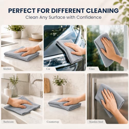 Veco Microfiber Cleaning Cloth Roll 80 PCS Gray, 12" x 12" - color: Gray