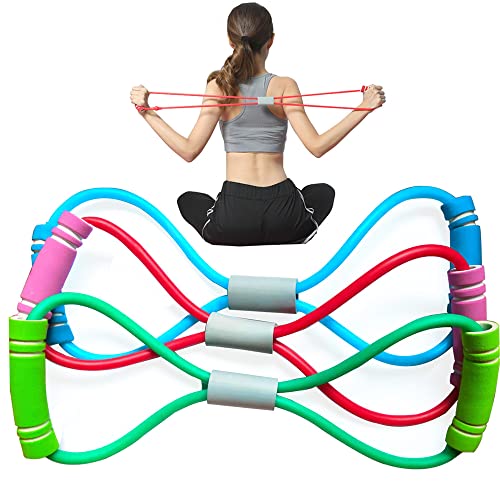 Resistance Bands, Figure 8 Exercise Bands for Women Men, 8 Shaped Resistance Bands for Arms, Chest Expander, Yoga Gym Fitness Pulling Rope 8 Word Elastic for Exercise Muscle Training Tubing