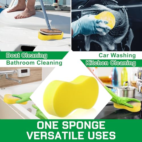 Vesici 24 Pack Large Sponges Bulk Multi-Purpose Extra Large Sponge for Washing Cars Field Day Water Games Household Cleaning Car Boat Bike Kitchen Bathroom Vacuum Compressed Packing (Bright Yellow) - color: Bright Yellow