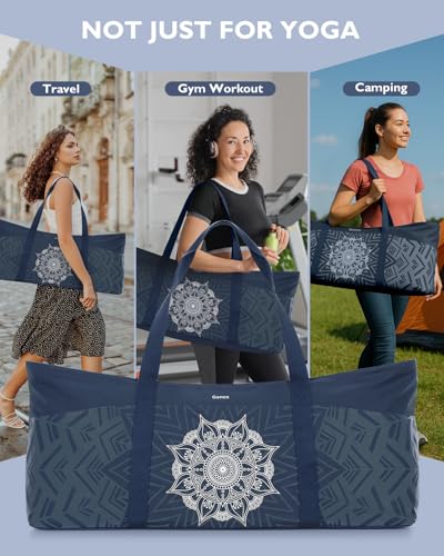 Gonex Yoga Mat Bag, Extra Canvas Gym Bag with Waterproof Pocket Metal Zipper, Fits Mat & Blocks, Stylish Yoga Mat Carrier for Women, Ideal for Yoga, Pilates, Workout, Travel - color: Blue