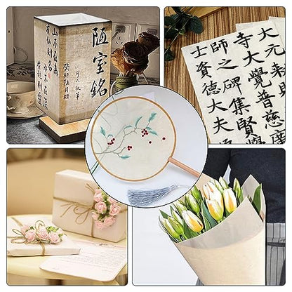 50/100 Sheets FIVEIZERO A4 Mulberry Paper Sheets Natural Fiber Rice Papers,8.3x11.7in Natural Decoupage Tissue Paper for Writing Painting, Decorative &Card Making Papers DIY Craft