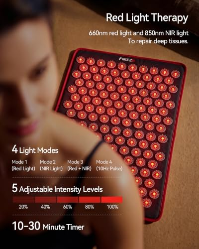 FliKEZE 2-in-1 Acupressure Mat with Red Light Therapy for Body Home Use | FSA&HSA Eligible, 230 LEDs 660nm&850nm Infrared Light with Timer, 4600 Acupressure Points Relaxation for Back, Neck and Sleep