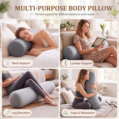 41 x 10 Inch Body Pillow for Adults, Weighted Cylindrical Long Round Pillow, Large Washable Full Bolster Pillows Soft Cover for Side Sleepers Sleeping Bedroom, Living Room