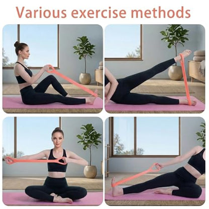 Figure 8 Resistance Bands with Non-Slip Handles for Arm Back & Shoulder 3PC - color: Pink
