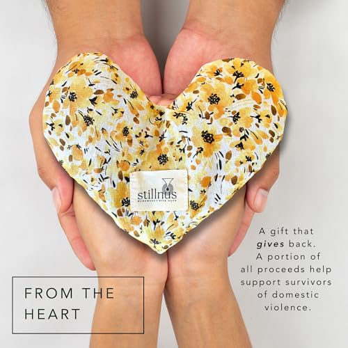 Stillnus Weighted Heart Eye Pillow & Eye Mask – Gift for Women, Sunny - style: Yellow Florals