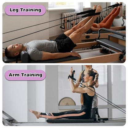 Pilates Straps for Reformer, Fitness D-Ring Double Loop Exercise with 10-Loop Sports Yoga Stretch Band, Double Loop Straps for Yoga, Pilates, Dance, Flexibility & Exercise