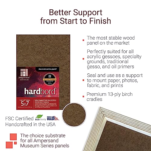 Ampersand Art Supply Hardboard Wood Painting Panel: Museum Series Hardbord, 14" x 18", 1/8 Inch Flat Profile - color: 1/8 Inch Flat Profile, size: 14" x 18"