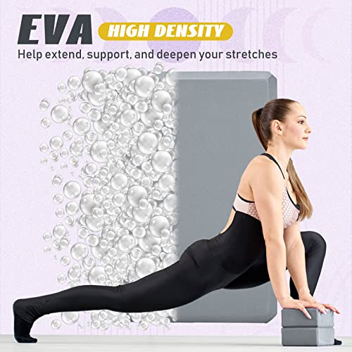 Wettarn 6 Pack Yoga Blocks 9 x 6 x 4 Inch EVA Foam, Lightweight | Non Slip, Yoga Props Accessories for Pilates, Stretching and Meditation - color: Gray