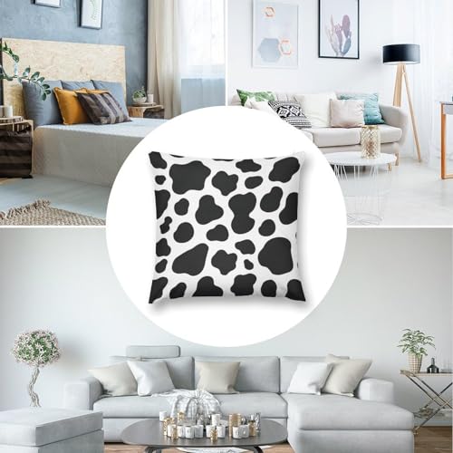 Animal Cow Print White Black Spot Throw Pillow Covers 18x18 Inch - color: Animal Cow Print White Black Spot