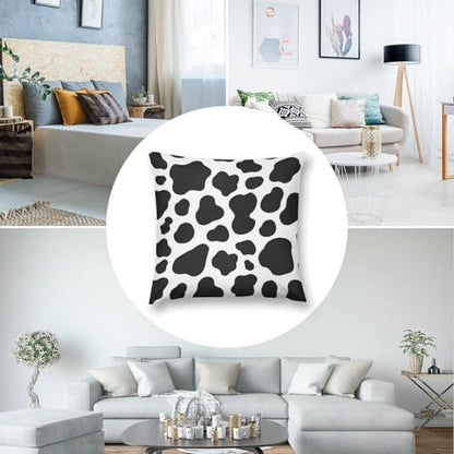Animal Cow Print White Black Spot Throw Pillow Covers 18x18 Inch - color: Animal Cow Print White Black Spot