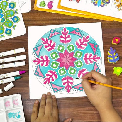 Imagimake Mandala Art Kit, 12 Creative Activities for Kids Ages 8+ | DIY Painting Kit, Creativity & Mindfulness Screen-Free Art Activity, Gift for Girls Ages 8,9,10,11,12,13,14,15,16 Years Old - style: Mandala Art Kit