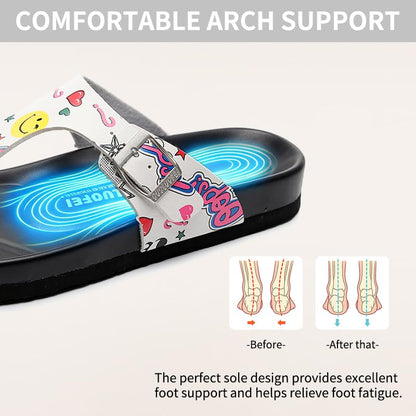 Women Arch Support Flip Flops – Adjustable - color: Animal Prints, size: 7