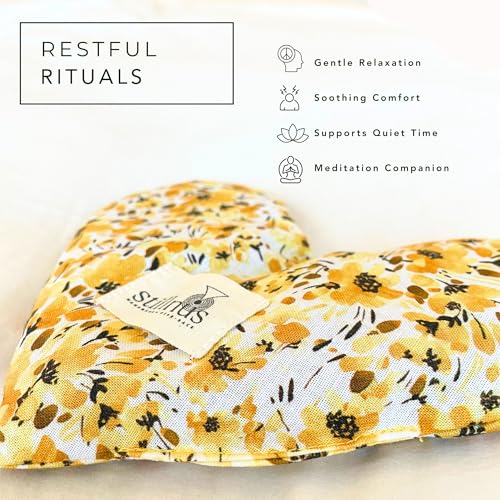 Stillnus Weighted Heart Eye Pillow & Eye Mask – Gift for Women, Sunny - style: Yellow Florals